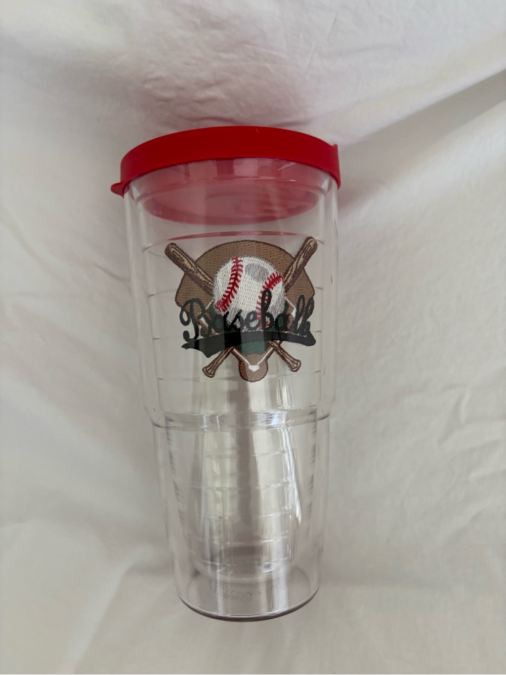 Tervis 24oz Clear Baseball Travel Tumbler with Red Lid